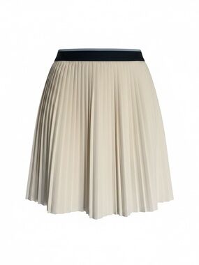 Pleated Cream Skirt with Contrast Waistband shorts underneath with phone slot
